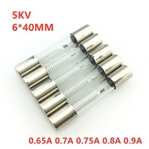 휴즈 휴즈홀더 5 개몫 5kv 전자 레인지 퓨즈 640mm 0.65a 0.7a 0.75a 0.8a 0.9a 유리관 퓨즈 5000v 650ma 6x40mm 고압 퓨즈 호환, 각 1pcs