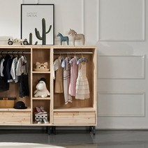 오픈형 삼나무 원목 서랍 옷걸이 행거 미니 옷장 600 예쁜 수납 가구 보관