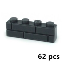 롱브릭타일 접착식파벽돌 파벽돌 DIY 빌딩 블록 벽 그림 벽돌 1x2 1x3 1x4 L 도트 교육 크리 에이 티브 건, 10 dark gray 1X4 62pcs