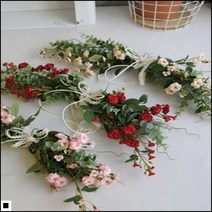 벚꽃느낌 파티소품 핸드메이드 플라워 리본가렌터 꽃집가렌더, 레드