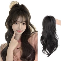 온리정 s컬 깃털번 가시번 스타일 포니테일 반묶음머리 부분가발 집게핀형, 온리정-네츄럴 블랙, 1개