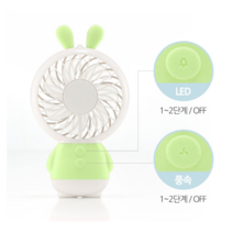 스마트 휴대용 LED 토끼/곰돌이 미니 목걸이 선풍기 usb 충전 래빗 베어 탁상용 거치대 포함, 토끼-그린