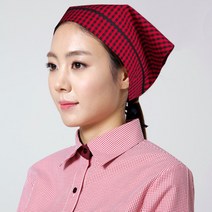 적검체크 머리스카프, 적색, 1개