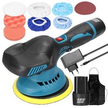 폴리셔 무선광택기 카테크 유막제거기계 왁싱기 폴리싱기 자동차폴리싱 KKMOON 전기 자동차 광택기 무선 브러시리스 자동 왁싱 연마 기계 회전 도구 스폰지 울 패드 포함 6000RP, 2.EU 2PCS Batteries