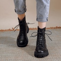 YAPOGI 여성 하초 가벼운 가죽 워커 부츠 봄가을 하프 부츠