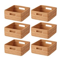 무인양품 MUJI 적층식 라탄 각형 수납 바스켓 M 4548718021833, 베이지, 6개