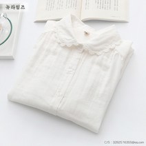 여성 빅카라 블라우스 472# 가을옷 화이트 이중 면사 긴팔 슬랙스레이스 레이스 소프트 셔츠 뉴타임즈 Z
