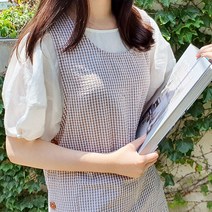 방가지똥 앞치마 빅포켓 브라운체크 리플지지미 앞치마