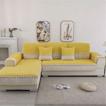 원룸가구 가벼운 2인용 소파 쇼파 베드 모던 스타일 두꺼운 벨벳 소파 쿠션 커버 멀티 사이즈 심플한 디, 03 Yellow_13 110x160cm