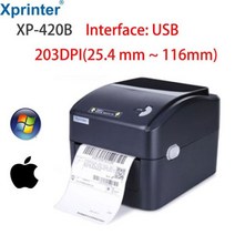 라벨프린터 도트프린터 라벨기 라벨스티커 Xprinter 4 인치 배송 라벨/익스프레스/열 바코드 라벨 프린터 D, 07 420B black USB_01 EU 플러그