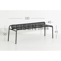 블랙 야외 루프탑 호텔 테라스 카페 테이블 의자 세트, 벤치 180x45x50