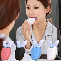U형 초음파 전동 칫솔 고주파 자동양치 미백 효과 초음파 전동 칫솔, 성인_블루
