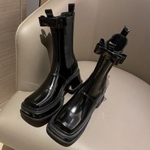 워커힐 스타카토신발 현대 부츠 새로운 여성 가을과 겨울 라운드 헤드 사이드 지퍼 레이스