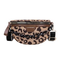 여성 가방 휴가 Crossbody 가슴 표범 무늬 지퍼 허리 Half Moon Luxury Women Fanny Pack, 02 Brown waist bag