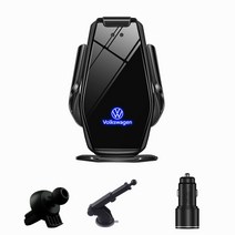 Ecool carlogo 무선충전 핸드폰 거치대 + carlogo 3.0 고속충전기 + 송풍구 거치대 + 부착형 거치대 + USB-C 전원선 세트, Black, 폭스바겐
