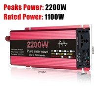 차량용 순수 정현파 인버터 12V 24V 48V 1000/1600/2200/3000W 피크 파워 카/홈 디지털 디스플레이 전력 변, 07 2200W 24V-220V