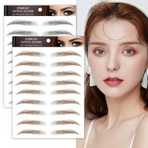 4D 메이크업을 위한 임시 눈썹 문신 머리카락과 같은 천연 타투 눈썹 스티커 여성용 생태학적 방수 눈썹 메이크업 브라운 및 블랙 2장 눈썹 스타일 1개 20쌍 VEAFX, BlackBrown-05