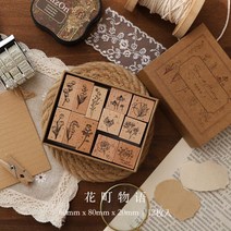 다이어리스탬프 빈티지 숫자 도장 개대 레트로 꽃 나무 캐릭터 고무 다꾸 우주, 하나마치 이야기