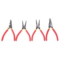 4 개의 PCS 7 인치 Circlip 플라이어 세트 고정 클립 내부 외부 스프링 구부러진 스트레이트 스냅 링 분해 홈 크림프 도구, 한개옵션0