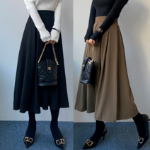 [에이스토리] 심플한 찰랑 플리츠 주름 롱스커트 샤랄라 봄가을 플레어 롱치마