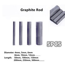검은 탄소 막대 흑연 전극 실린더 바 5 개 산업용 고온 전도성, 02 5mm_05 Length 250mm