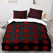 라클라우드침대 일본 애니메이션 Sharingan 인쇄 이불 커버 세트 Pillowcase 아카 츠 키 레드 클라우드 로고 침구 싱글 더블 퀸 킹 사이즈, [08] 264x228cm, [06] 6