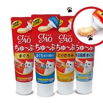 이나바 챠오츄르 챠오츄브 츄부 튜브형 고양이 간식, 1개, 참치+가리비80g