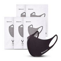 릴렉시즘 향균 쿨마스크, 1개입, 5개, 블랙