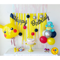 포켓몬스터 피카츄 V2 노랑풍선 스트리머 생일풍선 파티풍선 가랜드, 라지쉐잎 피카츄 세트