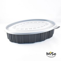 타원용기 일회용타원찜 AJ 아귀찜용기 대 찜닭포장 해물찜포장 찜배달용기 찜포장용기 100세트, 블랙