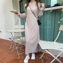 마이시즌 여성용 리에 슬릿 플리츠 원피스