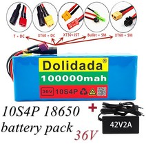 전동킥보드충전기 전기자전거 전동휠 충전기 bms+charger.plug가 있는 새로운 36v 10s4p 100ah 대용량 18650 리튬 배터리 팩 전기 자전거 스쿠터 정의호환, t-sm, t-sm