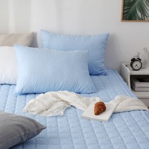 [더온]여름 모노블 시어서커 미끄럼방지형. 고정밴드형 침대패드/MS.S.SS.Q/고급선염/다양한 컬러색상, 스카이블루