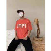 100% 순면 하이 스트리트 루즈핏 반팔 남 커플 여름 반팔 티셔츠