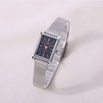로이드 클래식 직사각 펄네이비 실버 스퀘어 여성 메쉬시계
