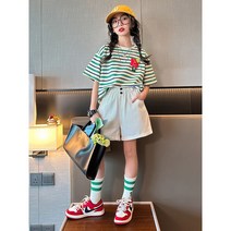 트렌드윙 여아 줄무늬 반팔티 상하복세트