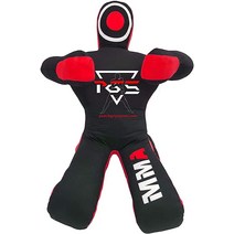 MMA Brazilian JIU Jitsu Wrestling Dummy for Grappling Submission Mixed Martial Arts MMA Training Pun, Black Red Canvas