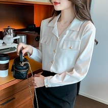 오버클래쓰 여성 정장 블라우스 기본 면접 브이넥 데일리 셔츠