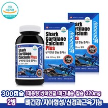 성장기 청소년 어린이 뼈건강 칼슘 상어연골 대용량 300캡 2병 칼슘마그네슘 상어연골칼슘