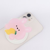 코일톡 아이폰 맥세이프 그립 톡 레진 스마트톡 자석 탈부착, 레몬레빗 +화이트 소켓