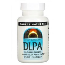Source Naturals 페닐알라닌 칼슘 DLPA 375 mg 120 태블릿 소비톨 magnesium stearate 셀룰로스 이산화규소 스테아르산