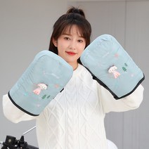 전동 킥보드 방한 방수 장갑 토시 스쿠터 전기 자전거 방한 겨울 핸드커버 겨울용품 항공배송, 프리사이즈 + 프린트고양이핑크-엄지라인