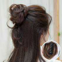 루즈루나 여자똥머리 당고머리 만두머리 올림머리 부분가발 집게, 밝은브라운