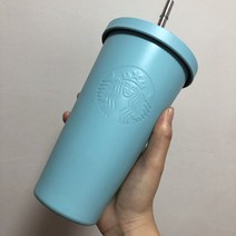 스타벅스 명품 텀블러 스텐 보온보냉 450ml, 릴리프블루텀블러