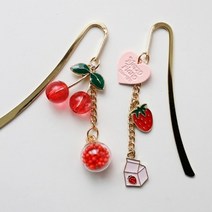 밀크딸기 방울체리 핸드메이드 책갈피 북마크 캐릭터 북홀더 금속책갈피 국내제작 A17