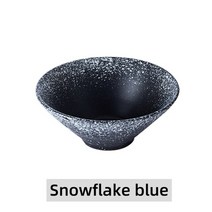 이케아 중국 그릇 자기 공기 접시 찻잔 면기 예쁜 면그릇레트로 일본라면 인스턴트 국수 대형 세라믹 샐러드 과일 수프 스파게티 파스타 전자 레인지 식기 도매, 눈송이 블루, 9 인치