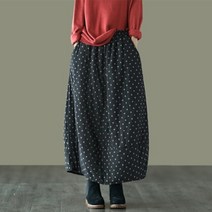 편안한 누빔 치마 따뜻한 롱 스커트 항아리 퀄팅 겨울 방한 밴딩 루즈핏 호박치마 가을 프린트 코튼 스커트