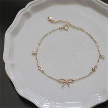 925 순은 14K 지르콘 도금 팔찌는 여성스러운 심플한 분위기에 잘 어울리는 비틀림 리본 별 모양 팔찌 보석