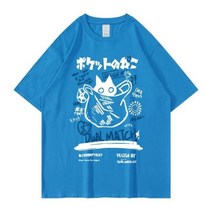 남자 반팔 티셔츠 남성 머슬릿 반팔티 힙합 스트리트웨어 일본 한자 웃긴 고양이 프린트 코튼 캐주얼 탑스