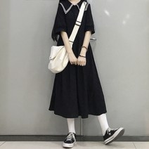 에이라인 원피스 롱 앵클 여름옷 중학교 고등학교 마린넥 학원 무드 596778398